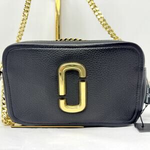 Marc Jacobs Snapshot Black Leather Gold Chain Camera Crossbody Bag NWT